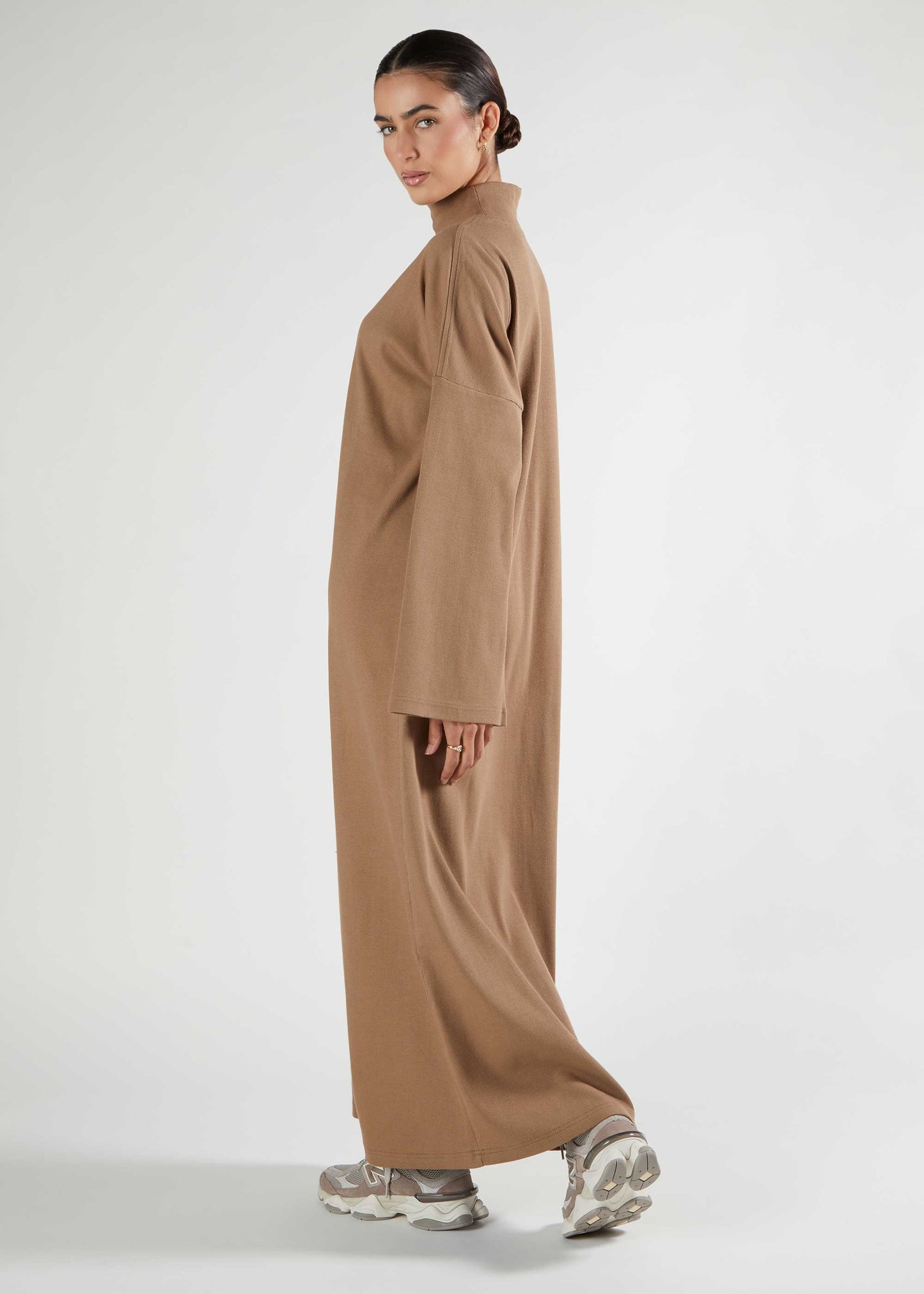 Neck Abaya coffee
