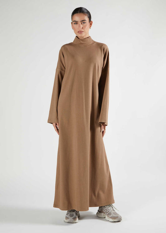 Neck Abaya coffee