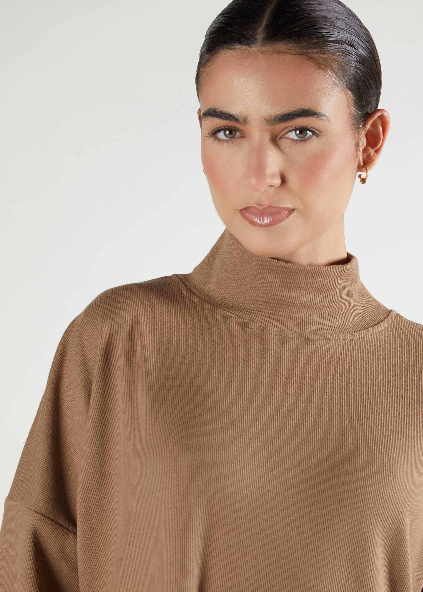 Neck Abaya coffee